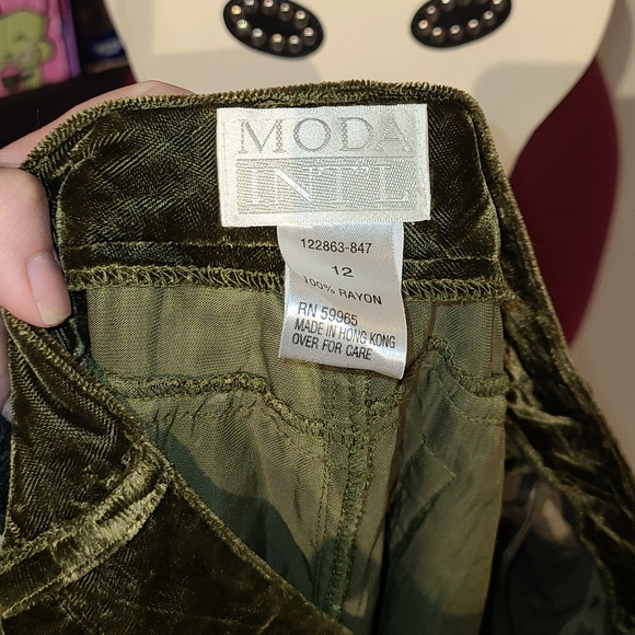 90's Grunge Deep Green Velor Pants - Picture 7 of 8